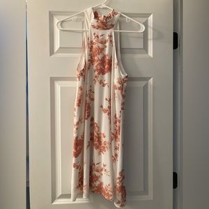 Lulus blush pink and white floral print swing dress